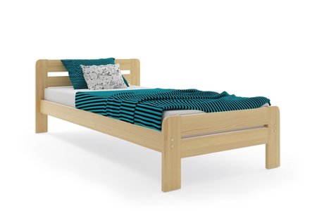 Drewniane łóżko Dallasso z materacem 90x200 cm w kolorze naturalnej sosny