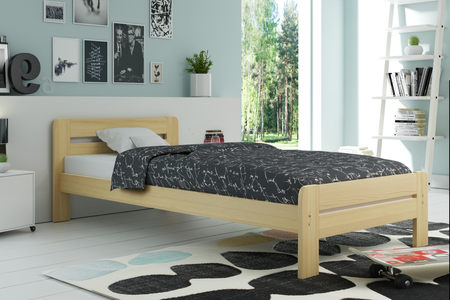Drewniane łóżko Dallasso z materacem 90x200 cm w kolorze naturalnej sosny